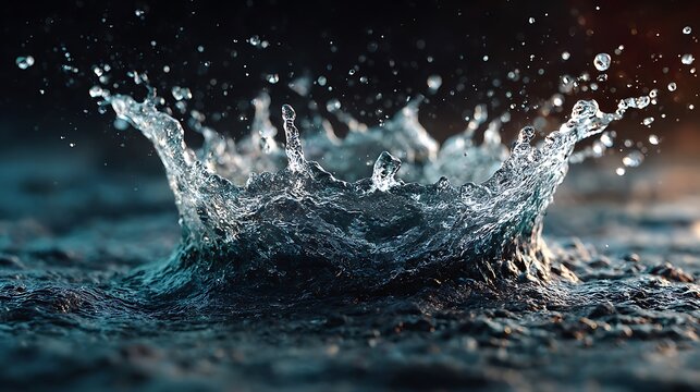 Dynamic splash of water frozen at impact in mid air pictures