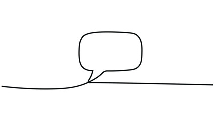 Single line speech bubble outline illustration Continuous One Line Drawing