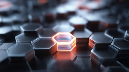 Fototapeta premium Futuristic Shield Hologram with Hexagonal Network - Cybersecurity Digital Protection Concept