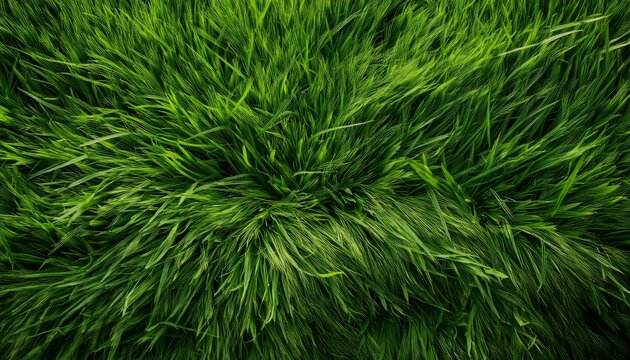 close up overhead capture of lush green grass surface showing detailed thin blades seamless full frame realistic texture - Powered by Adobe