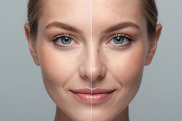 Fototapeta premium A young and an old woman's face compared.