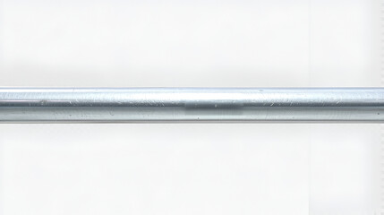 Horizontal metal bright galvanized pole, pipe tube. On isolated transparent background.