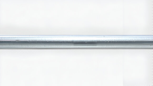 Horizontal metal bright galvanized pole, pipe tube. On isolated transparent background.