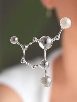 Hydroquinone molecule: Skin-lightening agent used in cosmetics and medical treatments.