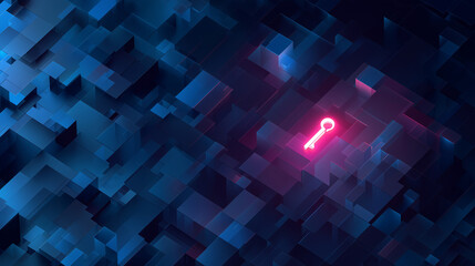 Cybersecurity Digital Encryption Concept with Glowing Network Key Visualization