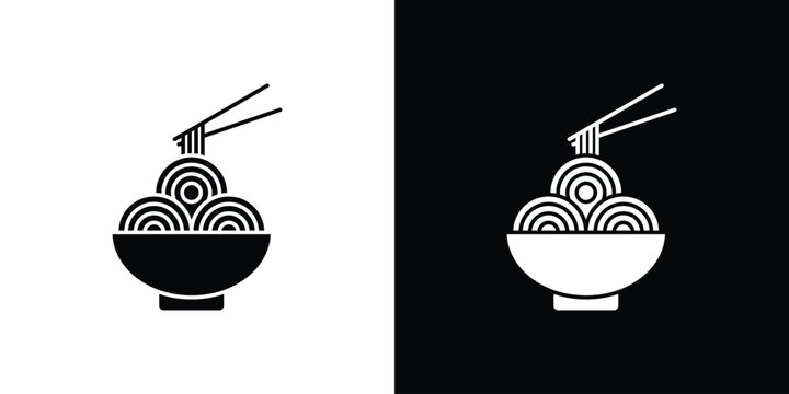 Noodles icons. Simple solid style. Glyph vector illustration isolated