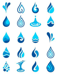 Set of water drop icons in various styles,eps
