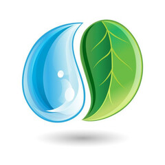  Eco-friendly water and leaf logo symbolizing nature and purity.eps