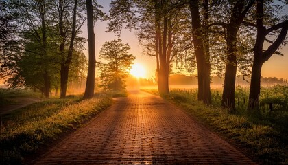 sunrise path through trees