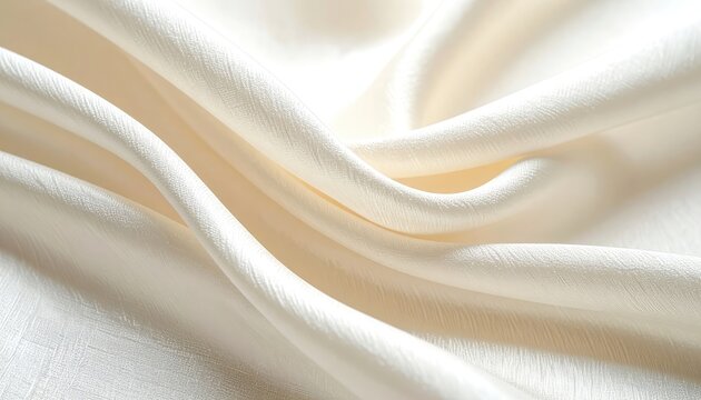 Soft, creamy white fabric draped in gentle, flowing folds and elegant waves