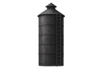 Grain silo standing isolated, depicting agricultural storage, farming industry, and food production concepts on transparent background