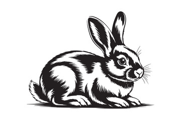 Detailed sketch of a sitting rabbit with long ears