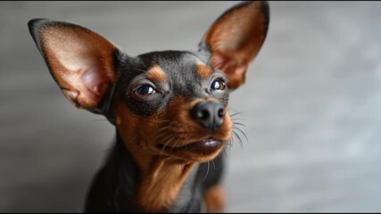 Cute Small Dog Shows Playful Expressions While Looking at the Camera Indoors