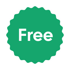 Free Badge – White Text on Green Scalloped Circle