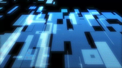 Abstract blue digital grid pattern glowing geometric shapes futuristic technology concept data flow network connection cyberspace visualization glowing - Powered by Adobe