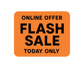 Flat vector label design top text ONLINE OFFER main text SALE bottom text TODAY ONLY rectangular label with soft corners orange and black