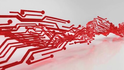 Dynamic red digital network illustrates crucial health support systems globally, aiding the world's collective fight against HIV, a key message for World AIDS Day and unity