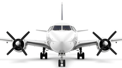Naklejka premium Front of plane aircraft, isolated on white background