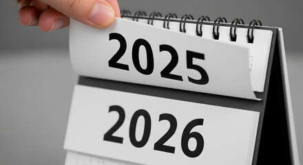 Flipping the calendar to 2025, concept of future planning and new year