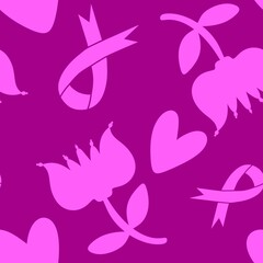 Breast cancer month seamless pink ribbon day mammogram pattern for medical accessories and medicine textiles