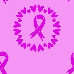 Breast cancer month seamless pink ribbon day mammogram pattern for medical accessories and medicine textiles