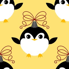 Christmas animals seamless penguin pattern for wrapping paper and fabrics and kids print