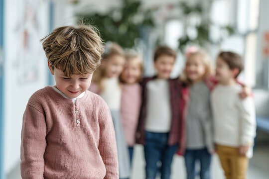 Trauriges Kind in der Schule &ndash; soziale Ausgrenzung und Mobbing-Situation