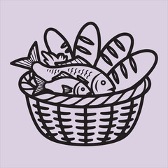 From Bible fish with brade line art vector