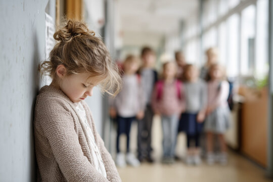 Trauriges Kind in der Schule &ndash; soziale Ausgrenzung und Mobbing-Situation