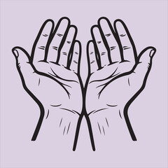 Fototapeta premium From Bible open hand line art vector