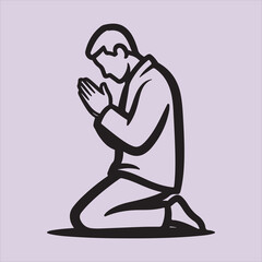 From Bible pray line art vector