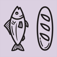 From Bible fish and brade line art vector