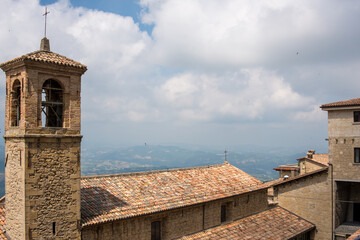 Bell tower above hill town