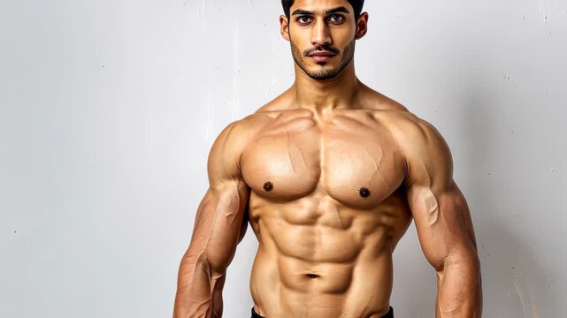 Muscular Physique: The image features a muscular bodybuilder showcasing his physique, capturing the essence of dedication and physical excellence.