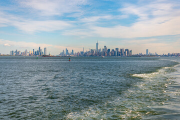 Skyline framed by ferry window