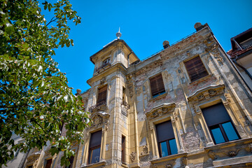 Ljubljana, Slovenia – July 14, 2025: A decaying yet striking example of Secessionist architecture in Ljubljana, Slovenia, 