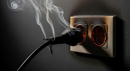 Electric plug short circuiting in power outlet with smoke