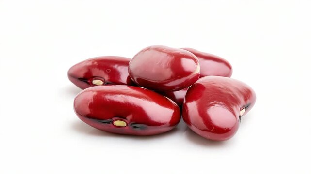 Kidney Beans: A close-up showcases a pile of fresh, vibrant kidney beans, highlighting their glossy texture and rich maroon color.