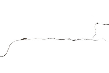 Realistic wall crack isolated on transparent background. Broken surface fracture line. Distressed cracked wall element. Crack overlay for design, repair, visual effects, PNG file