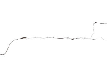 Realistic wall crack isolated on transparent background. Broken surface fracture line. Distressed cracked wall element. Crack overlay for design, repair, visual effects, PNG file