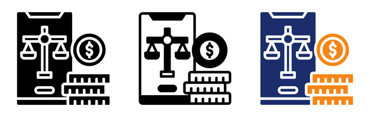 Account Balance Icon Collection Glyph & Mixed Style 