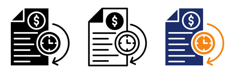 Transaction History Icon Collection Glyph & Mixed Style 