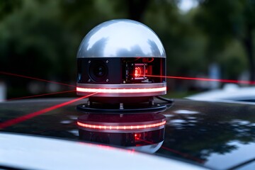 Autonomes Fahren: Nahaufnahme eines LiDAR-Sensors in Aktion, Technologie
