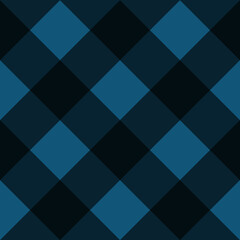 A classic seamless geometric square diamond plaid repeat pattern of fresh sailor blue and dark teal