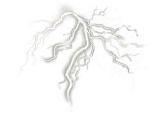 Collections of Bright electric flashes of a lightning bolt illuminate the night sky during a powerful thunderstorm