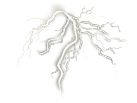 Collections of Bright electric flashes of a lightning bolt illuminate the night sky during a powerful thunderstorm