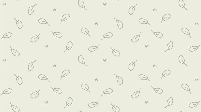 Animated seamless minimal leaf pattern with tiny hand-drawn forest element