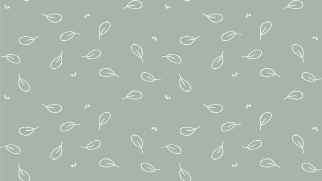 Animated seamless minimal leaf pattern with tiny hand-drawn forest element