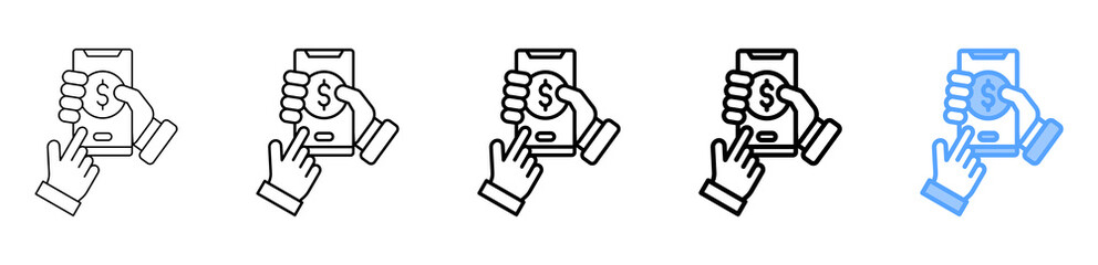 Mobile Banking Icon Different Style Outline Collection Set 