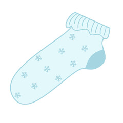 Light Blue Sock with Small Snowflake Pattern Illustration